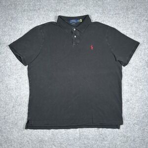 Polo Ralph Lauren‎ Polo Shirt Men's size XL Black preppy Red Pony Cuffed